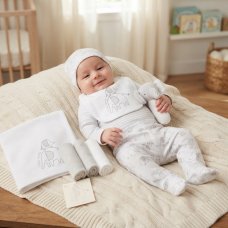 H14914: Baby Unisex Elephant 10 Piece Mesh Bag Gift Set (NB- 6 Months)